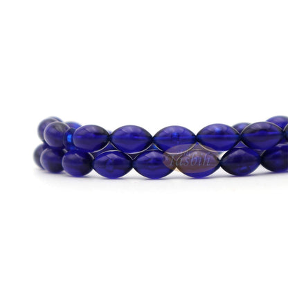 Tasbih Tapered Oval Translucent Blue 33 7×10 mm Monomer Beads