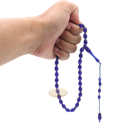 Tasbih Tapered Oval Translucent Blue 33 7×10 mm Monomer Beads