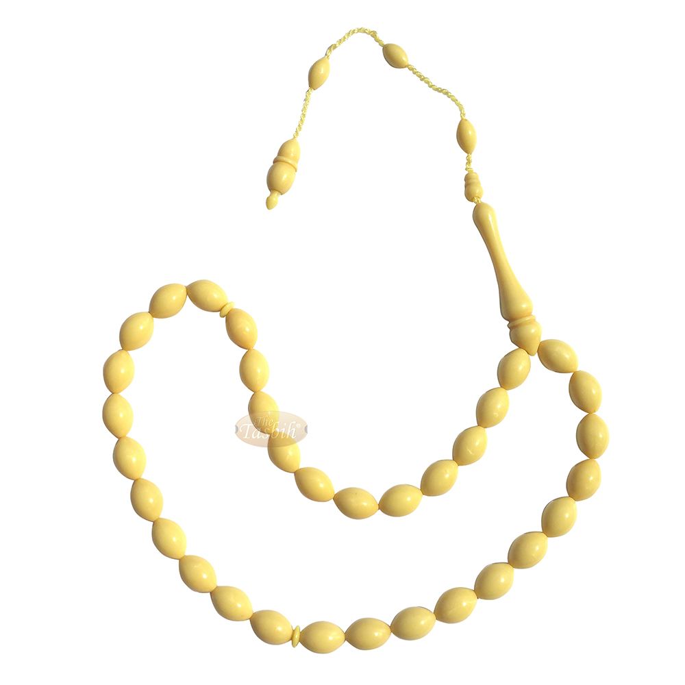 Cream Tapered Oval 33-Bead 8×12.5 mm Turkish Prayer Beads Monomer