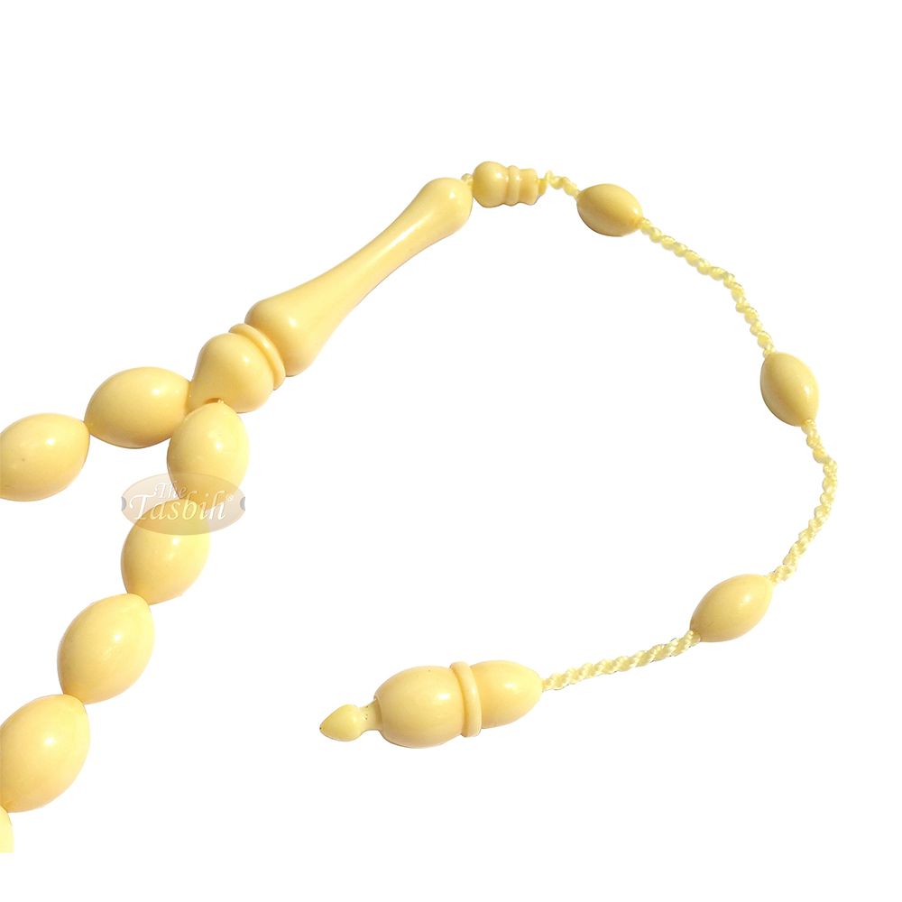 Cream Tapered Oval 33-Bead 8×12.5 mm Turkish Prayer Beads Monomer