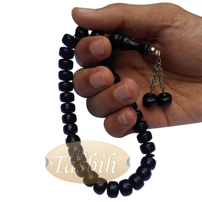 33-Bead Barrel Shape 12×8 mm Black Monomer Prayer Tasbih Chain Tassel