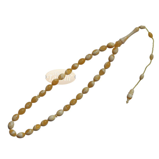 Prayer Beads Tapered Oval Yellow Cream 33-Bead 8×12 mm Turkish Monomer