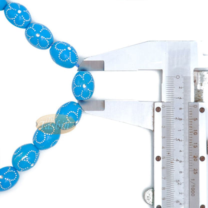 Large Turquoise Tasbih 11×14 mm Plastic Resin Electroplated Silver-Tone Flower Design 33-Ct Prayer Dhikr Beads