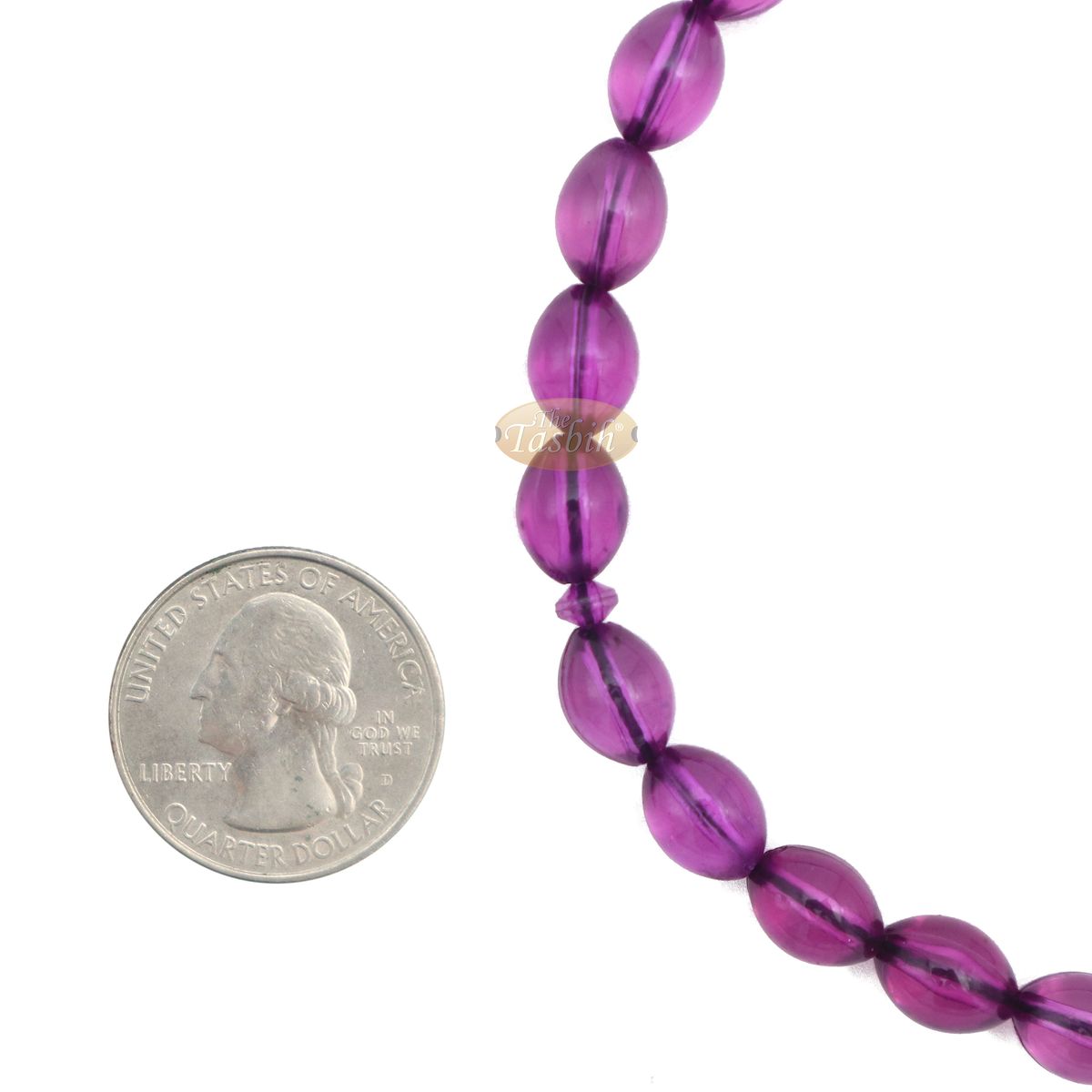 Translucent Purple Elongated Oval Monomer 33 Beads Tasbih – 8×12 mm Islamic Dhikr Beads