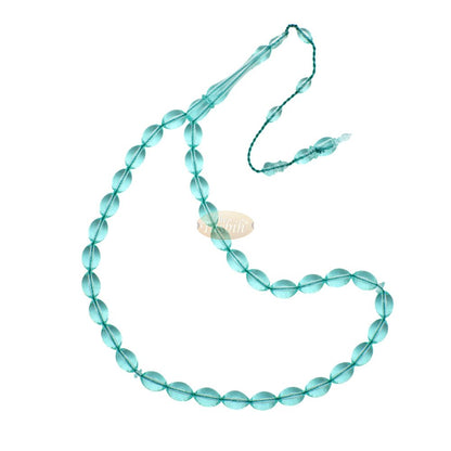 Translucent 33-Bead Sky-Blue Acrylic Oval 7 mm Turkish Style Tasbih Muslim Prayer Beads