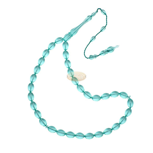 Translucent 33-Bead Sky-Blue Acrylic Oval 7 mm Turkish Style Tasbih Muslim Prayer Beads