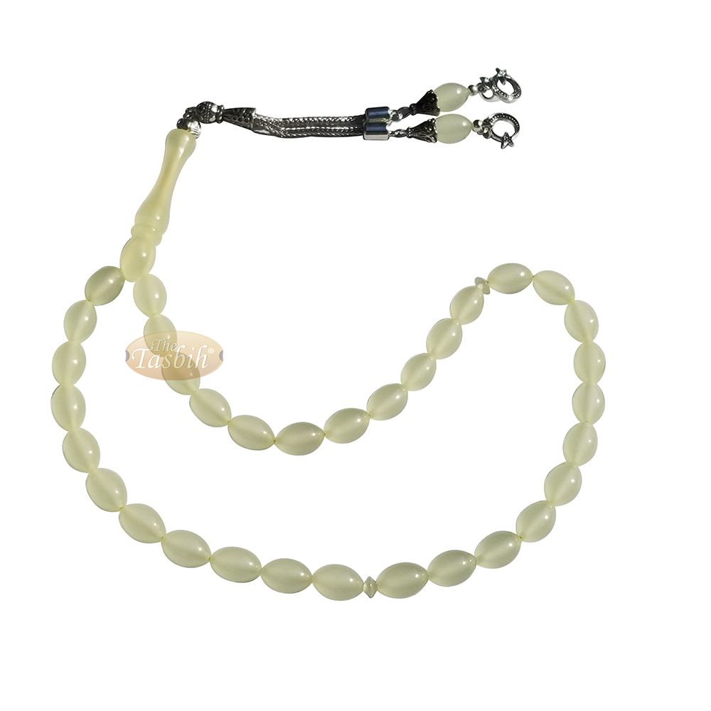33-Bead Glow-In-The-Dark Acrylic Oval Turkish-Style Tasbih Muslim Dhikr Beads with Kizilay Charms