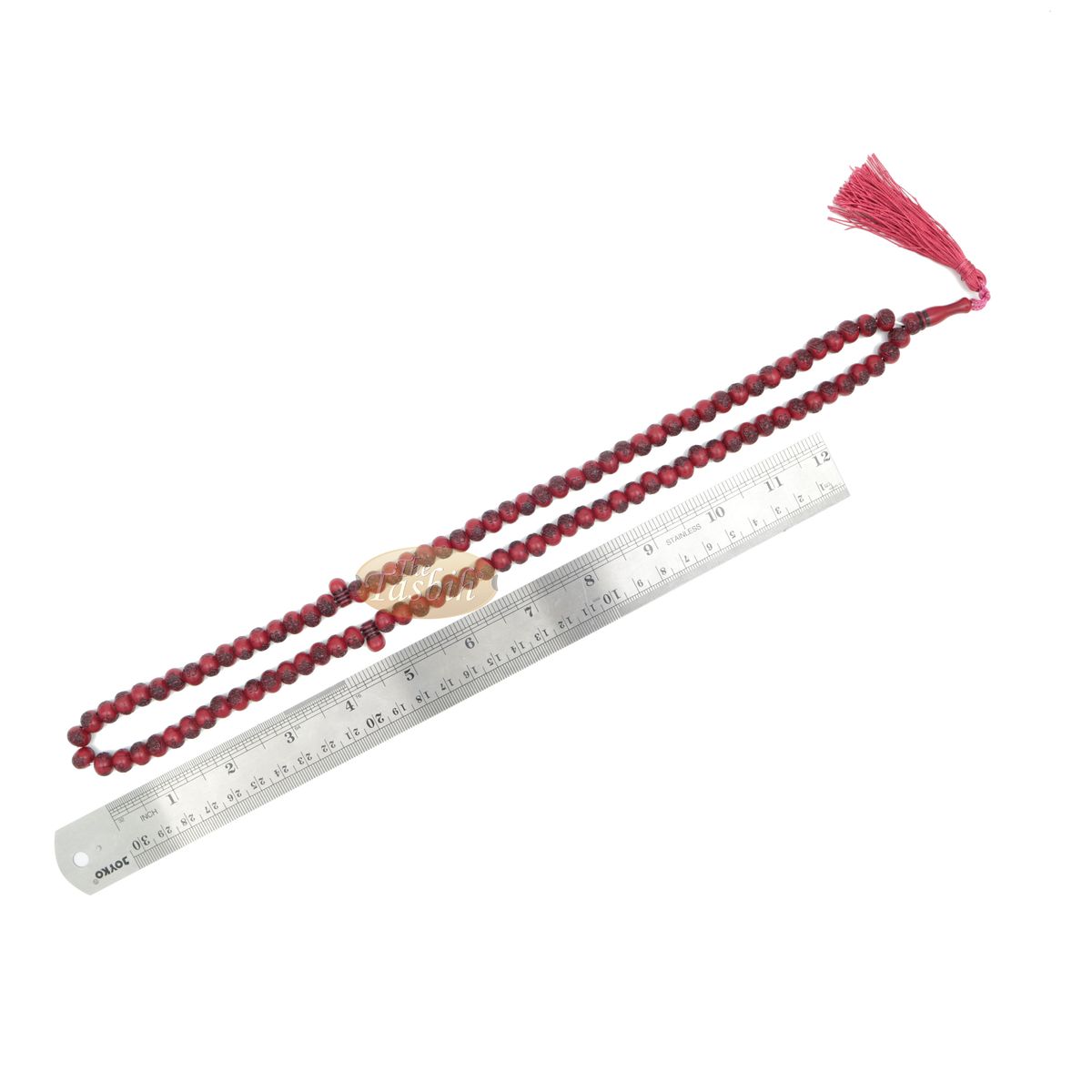 Basmallah Dark Red Plastic Tasbih 8 mm Prayer Beads Bismillahirrahmanirrahim On Each Bead