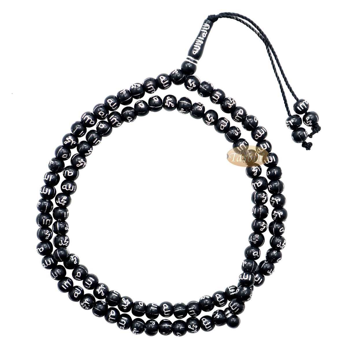 Black Plastic Small 7 mm Prayer Tasbih Silver Allah Muhammad Beads
