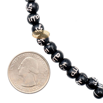 Black Plastic Small 7 mm Prayer Tasbih Silver Allah Muhammad Beads