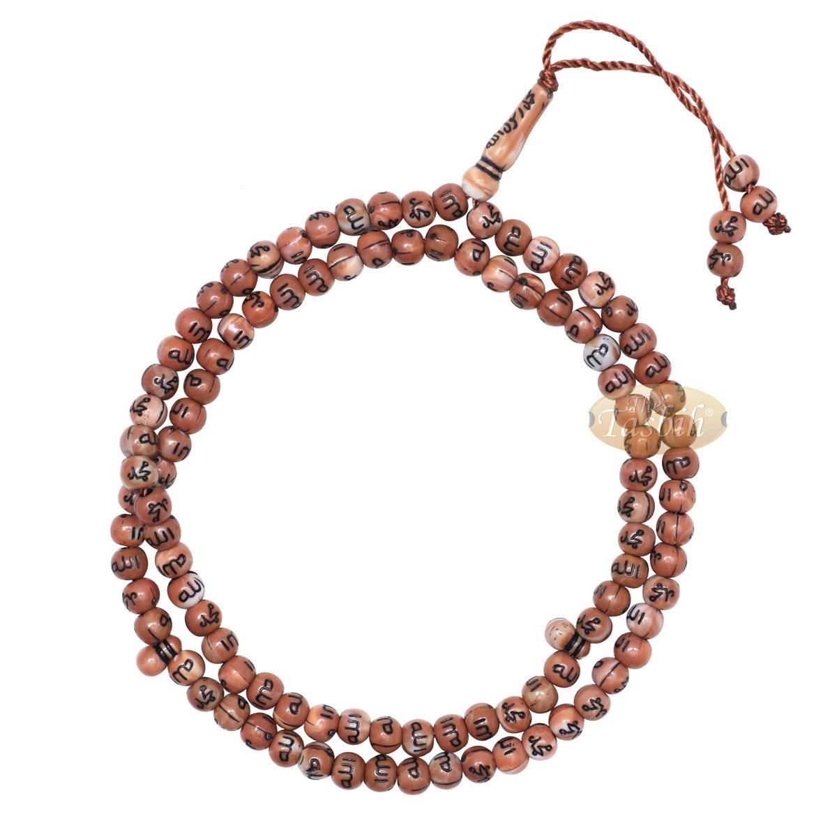 Stunning Marble Brown Plastic Tasbih with 99 Allah Muhammad engraved Beads