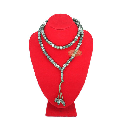 Large Marble Green Plastic 10 mm Islamic Tasbih Black Allah Muhammad Prayer Beads