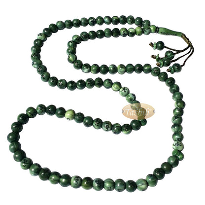 Large Marble Green Plastic 10 mm Islamic Tasbih Black Allah Muhammad Prayer Beads