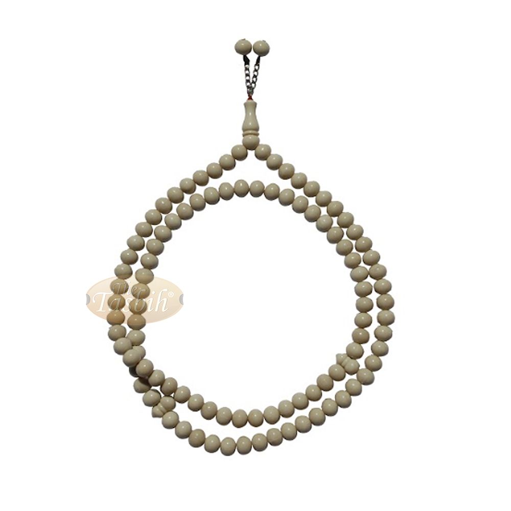 Large 12×9 mm Cream Color Monomer Tasbih Prayer Beads Bead Chain Tassel
