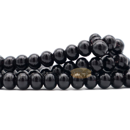 Large 12×9.5 mm Black Monomer Muslim Tasbih Prayer 99-Beads Chain Tassel