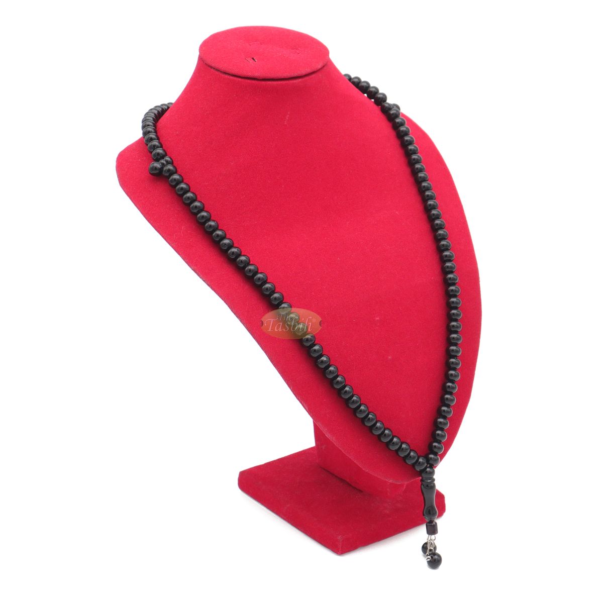 Large 12×9.5 mm Black Monomer Muslim Tasbih Prayer 99-Beads Chain Tassel