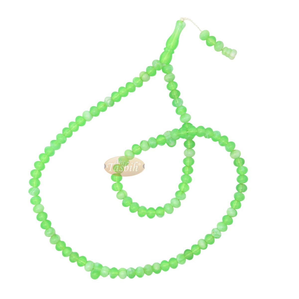 Small Marble Green Yellow Plastic Tasbih 6×5 mm Prayer Beads