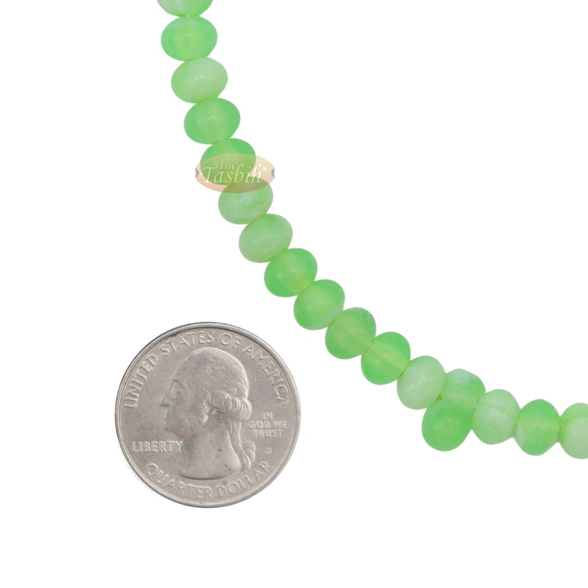 Small Marble Green Yellow Plastic Tasbih 6×5 mm Prayer Beads