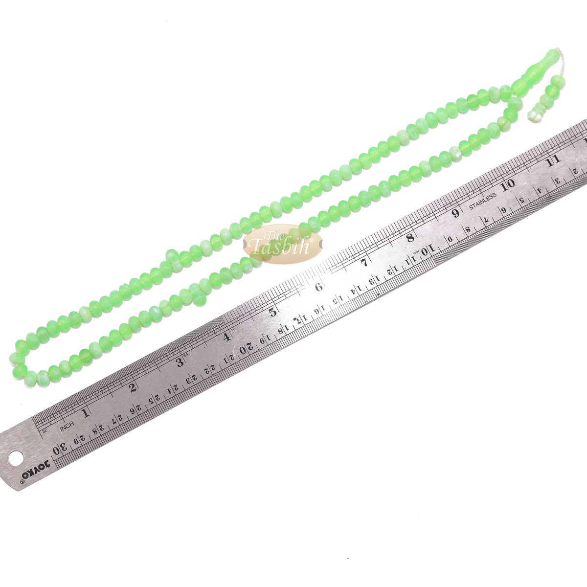Small Marble Green Yellow Plastic Tasbih 6×5 mm Prayer Beads
