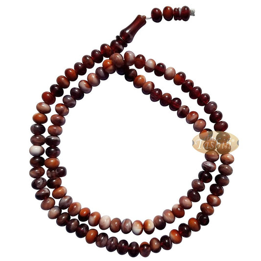 Muslim Prayer Beads – Marble Dark Brown 7×9 mm Oval Plastic Beads 99 count Dhikr Tasbih Sibha