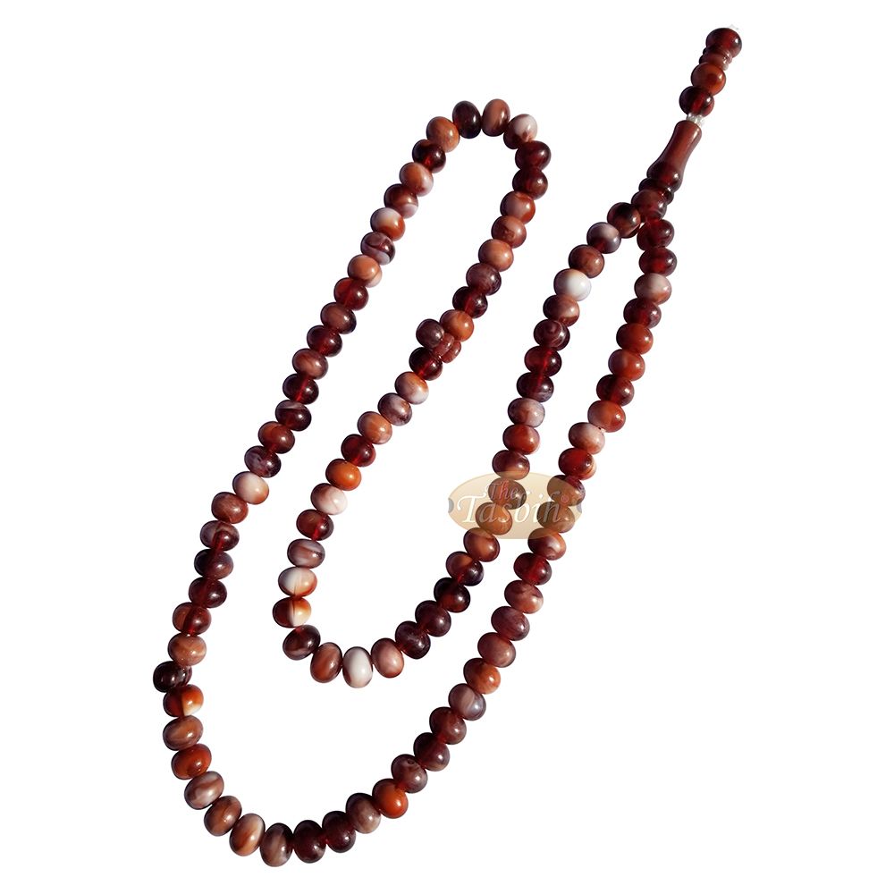 Muslim Prayer Beads – Marble Dark Brown 7×9 mm Oval Plastic Beads 99 count Dhikr Tasbih Sibha