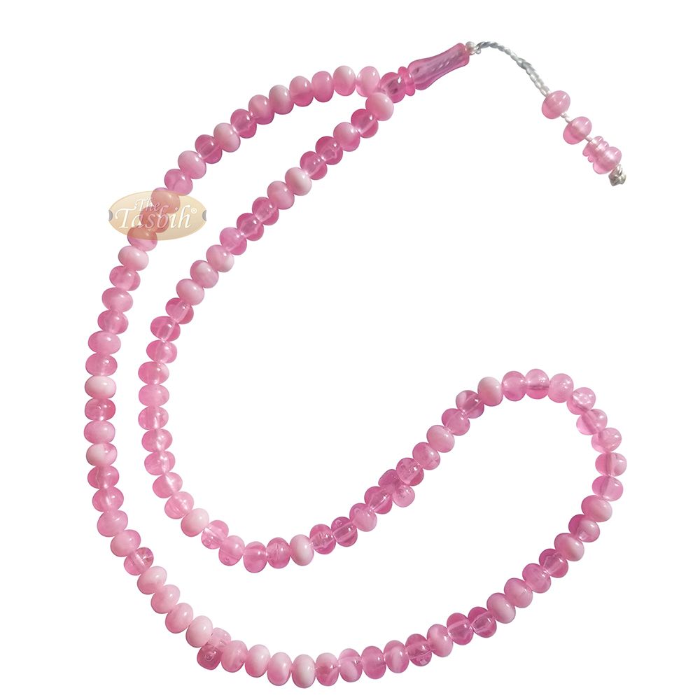 Muslim Prayer Beads – Marble Pink 7×9 mm Oval Plastic Beads 99 count Dhikr Tasbih Sibha