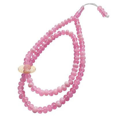 Muslim Prayer Beads – Marble Pink 7×9 mm Oval Plastic Beads 99 count Dhikr Tasbih Sibha