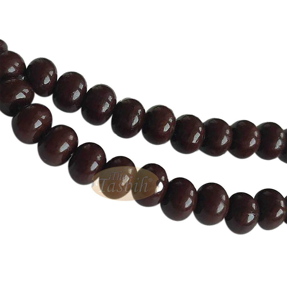 Islamic Subha Beads, Medium-Size Brown Hard Monomer 7×8 mm Simple 26-inch Muslim 99-Bd Tasbeeh Sibha Misbaha Dhikr and Prayer Necklace