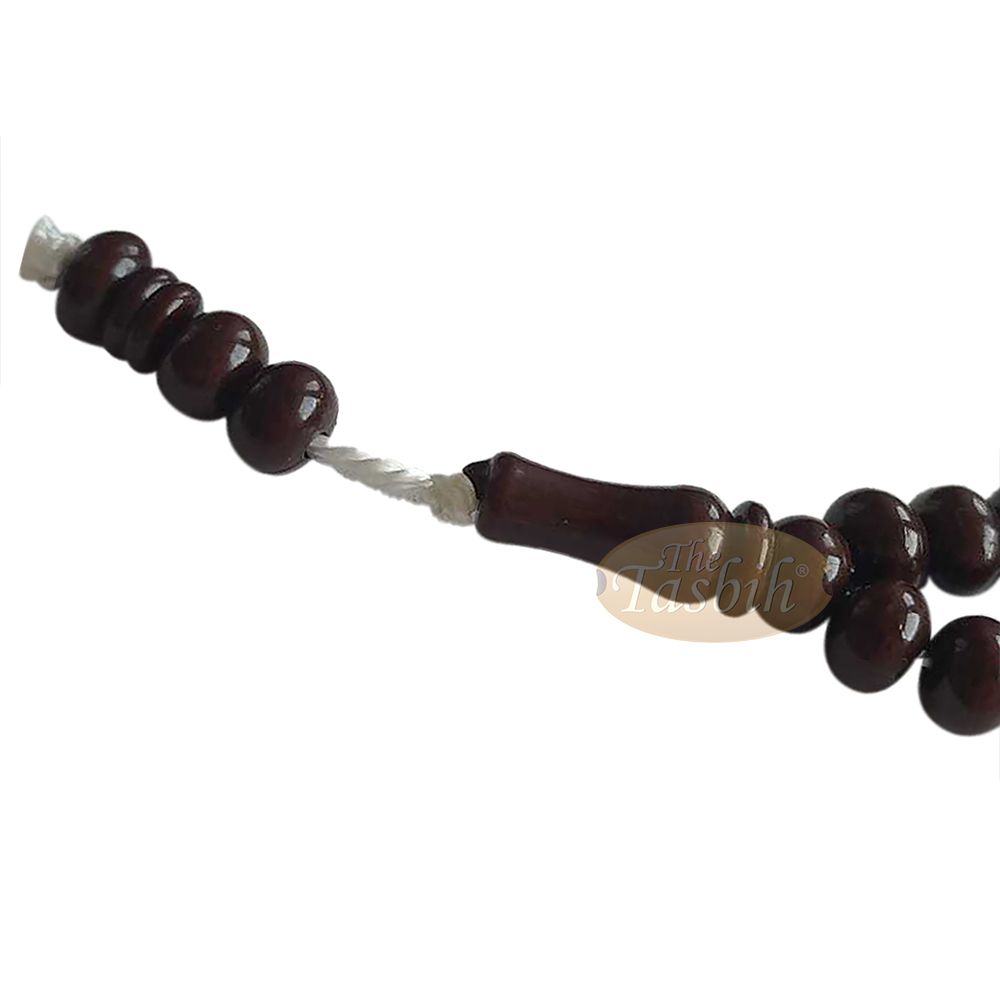 Islamic Subha Beads, Medium-Size Brown Hard Monomer 7×8 mm Simple 26-inch Muslim 99-Bd Tasbeeh Sibha Misbaha Dhikr and Prayer Necklace