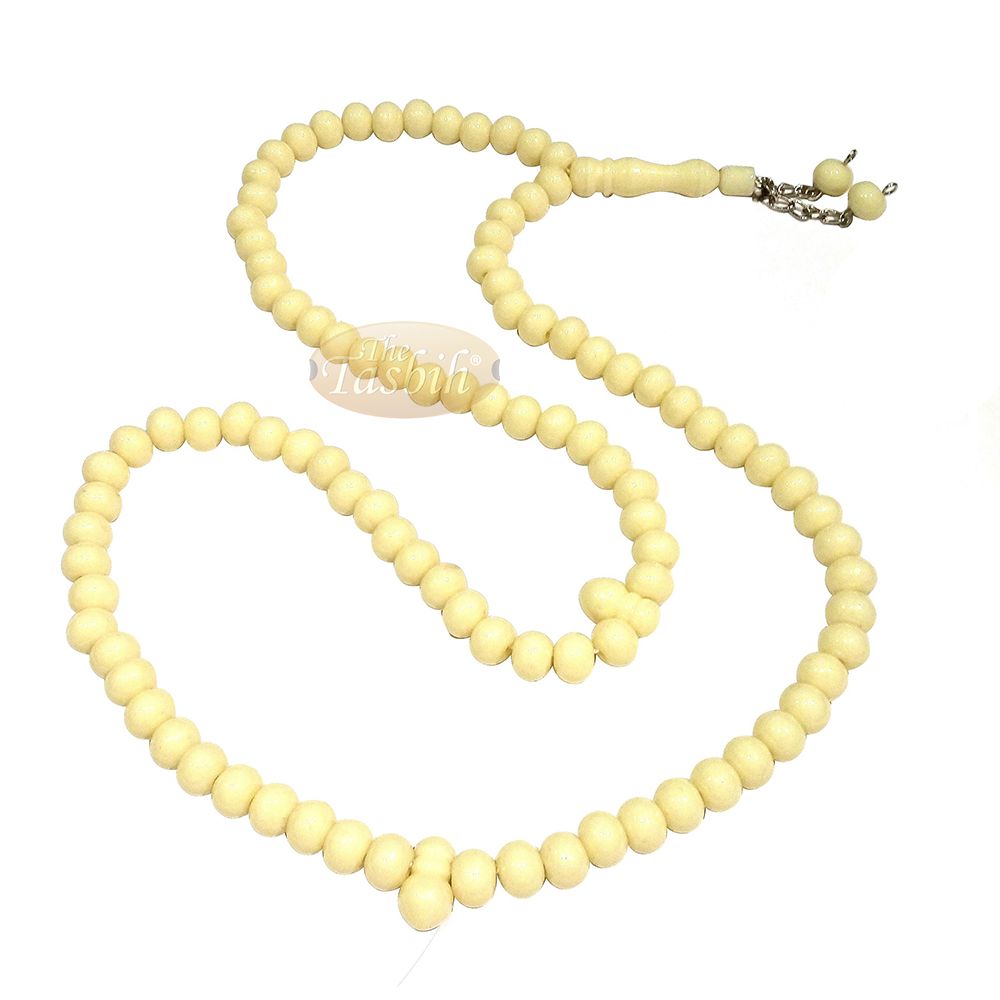 Cream Med-Size 7×8 mm-Bead Monomer Islamic Prayer Bead Tasbih 2-Chain