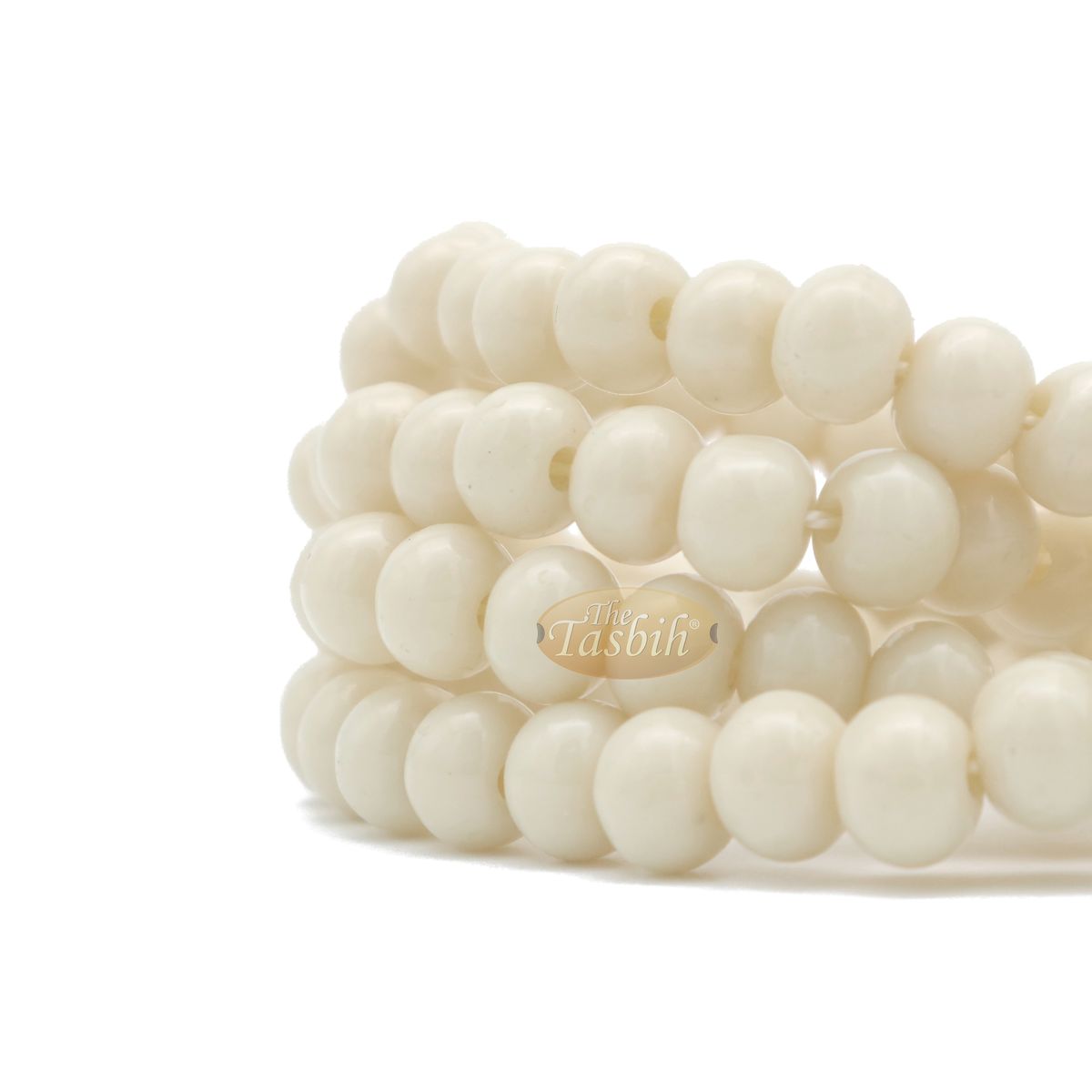 Cream Med-Size 7×8 mm-Bead Monomer Islamic Prayer Bead Tasbih 2-Chain