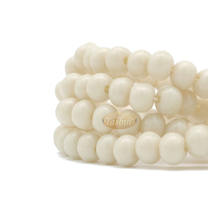 Cream Med-Size 7×8 mm-Bead Monomer Islamic Prayer Bead Tasbih 2-Chain