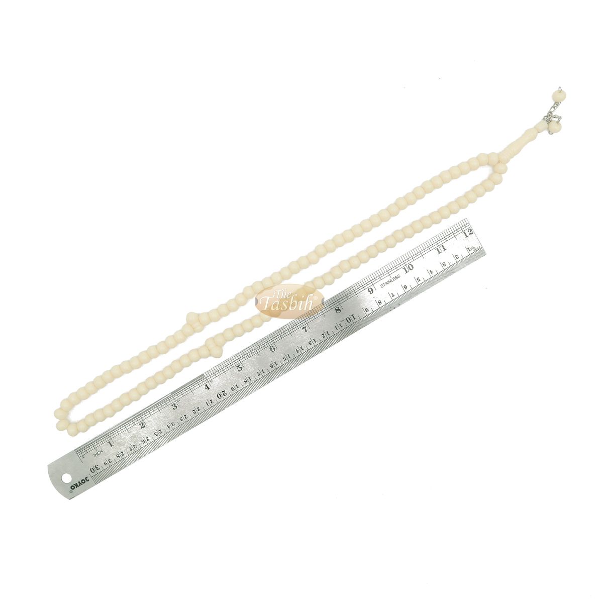 Cream Med-Size 7×8 mm-Bead Monomer Islamic Prayer Bead Tasbih 2-Chain