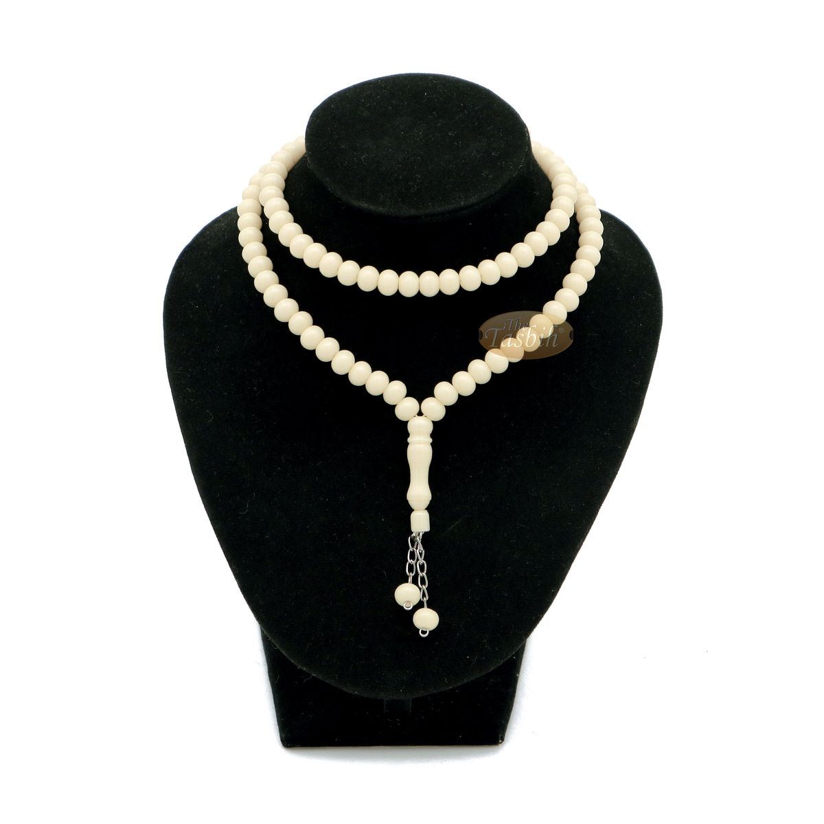 Cream Med-Size 7×8 mm-Bead Monomer Islamic Prayer Bead Tasbih 2-Chain