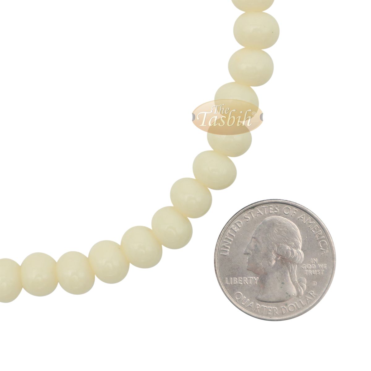 Cream Med-Size 7×8 mm-Bead Monomer Islamic Prayer Bead Tasbih 2-Chain