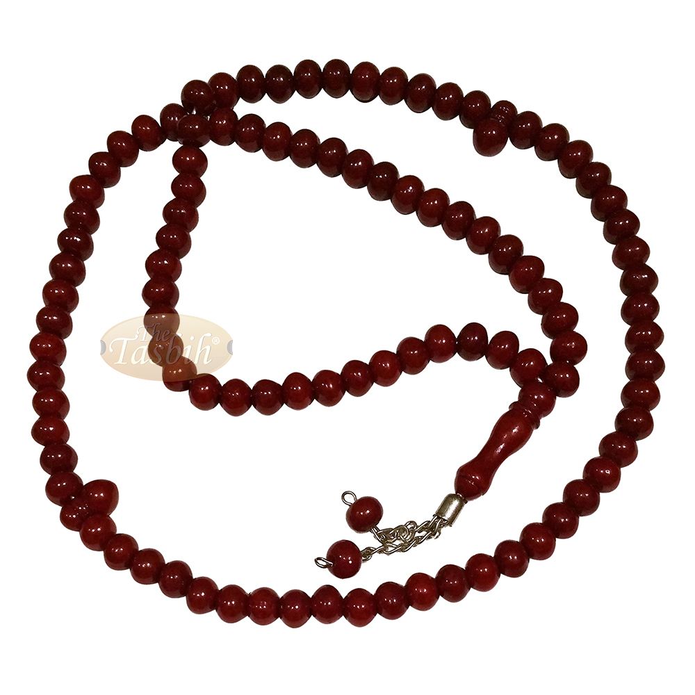 Maroon Med-Size 7×8 mm-Bead Monomer Islamic Prayer Bead Tasbih 2-Chain