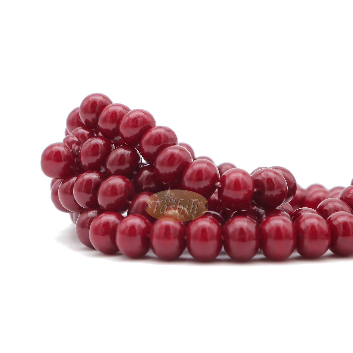 Maroon Med-Size 7×8 mm-Bead Monomer Islamic Prayer Bead Tasbih 2-Chain