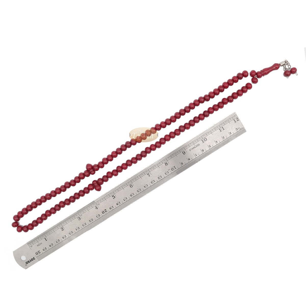 Maroon Med-Size 7×8 mm-Bead Monomer Islamic Prayer Bead Tasbih 2-Chain