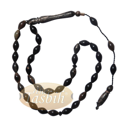 Vertical Oval Small Buffalo Horn 33-Bead 6×10 mm Turkish Prayer Beads