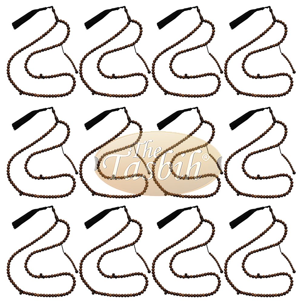 Lot of 12 Beautiful 8 mm Exotic Sugar Palm Wood Tasbih Prayer Beads with Black Tassels