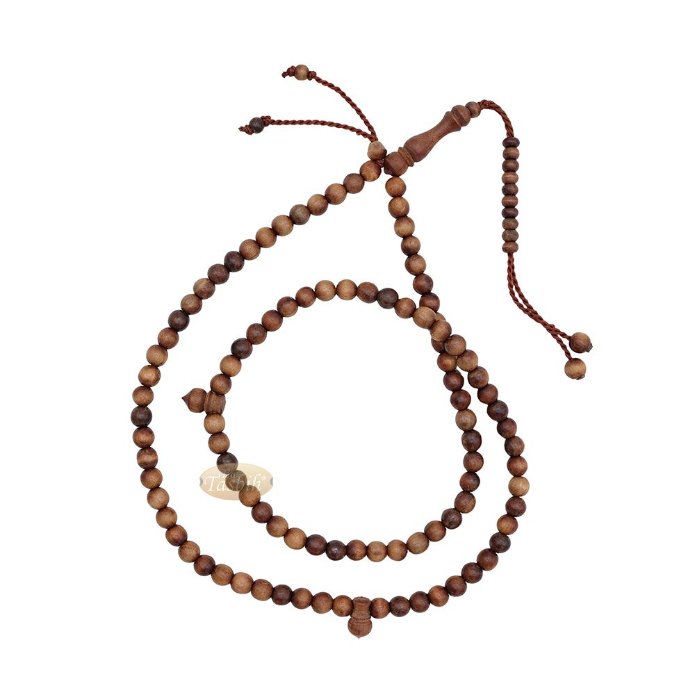 Handcrafted Natural Color 8 mm 99-Bead Stigi Ironwood Tasbih Prayer Beads with Bead Stops