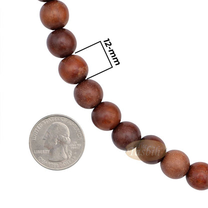 Naturally-Dyed Ironwood 12 mm Tasbih Prayer Beads 99-Bead with Matching Brown Tassels