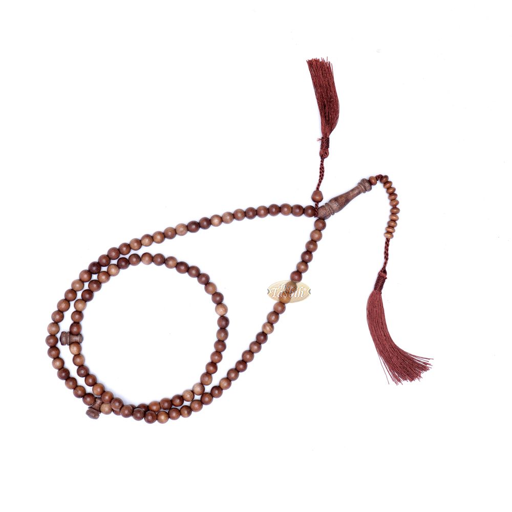 Buy 1 Get 1 Free! Naturally-Dyed Ironwood 8 mm Tasbih Prayer Beads 99-Bead with Matching Brown Tassels
