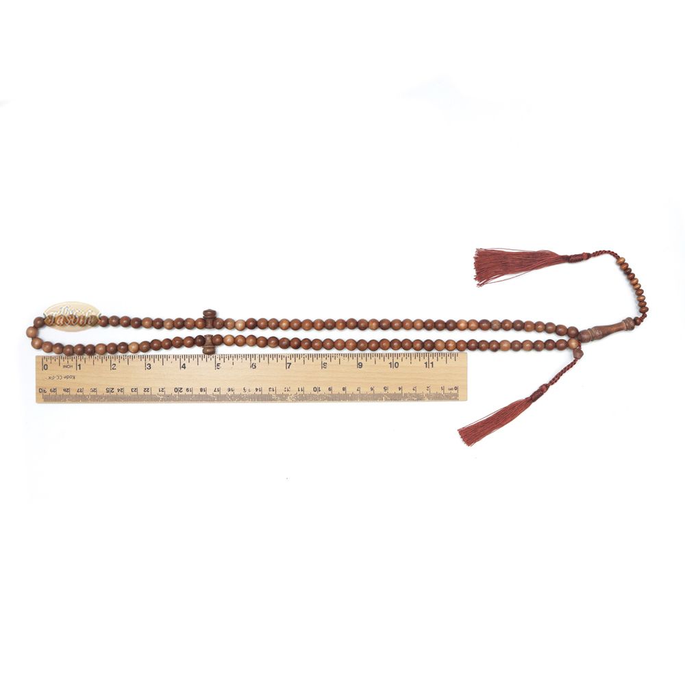 Buy 1 Get 1 Free! Naturally-Dyed Ironwood 8 mm Tasbih Prayer Beads 99-Bead with Matching Brown Tassels