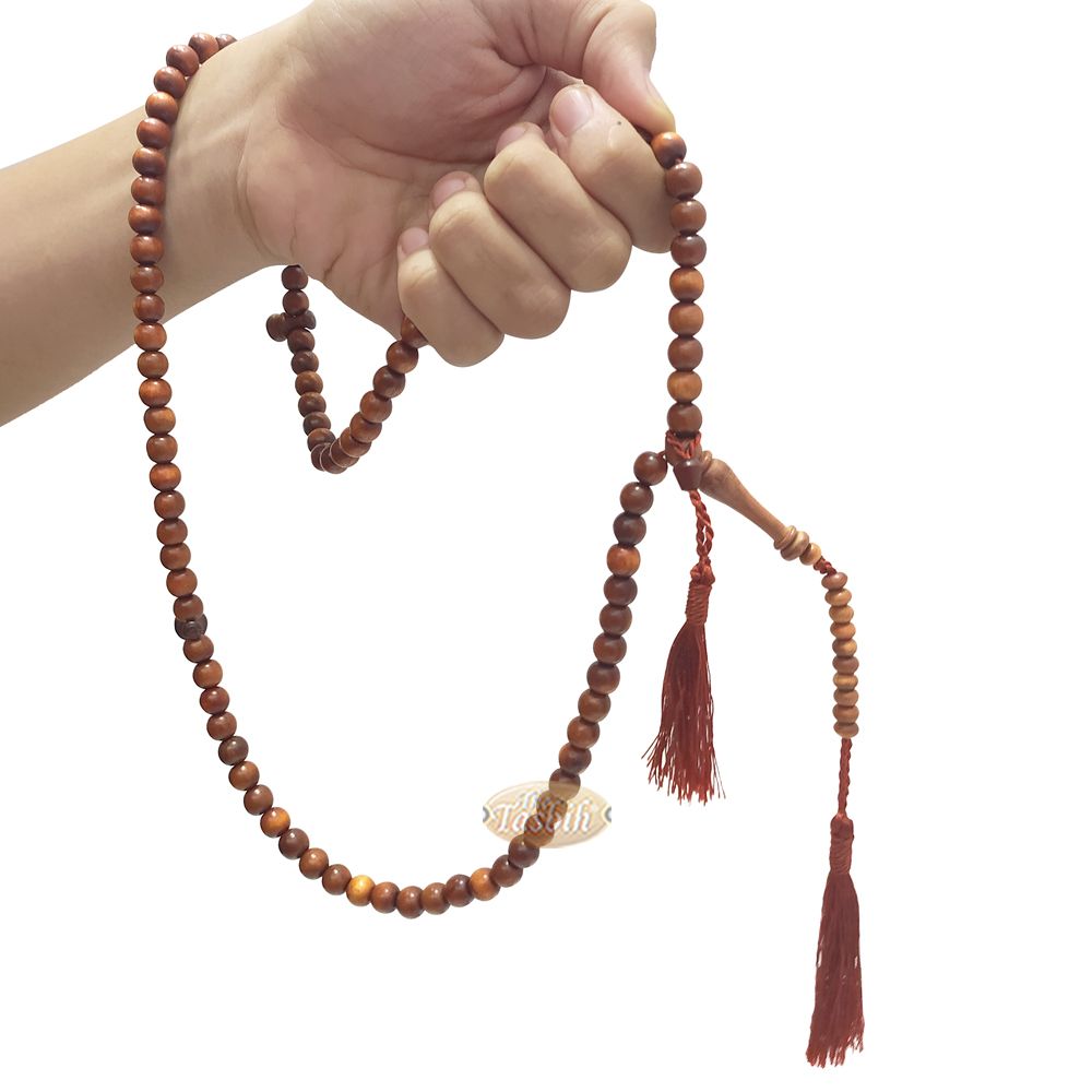 Buy 1 Get 1 Free! Naturally-Dyed Ironwood 8 mm Tasbih Prayer Beads 99-Bead with Matching Brown Tassels