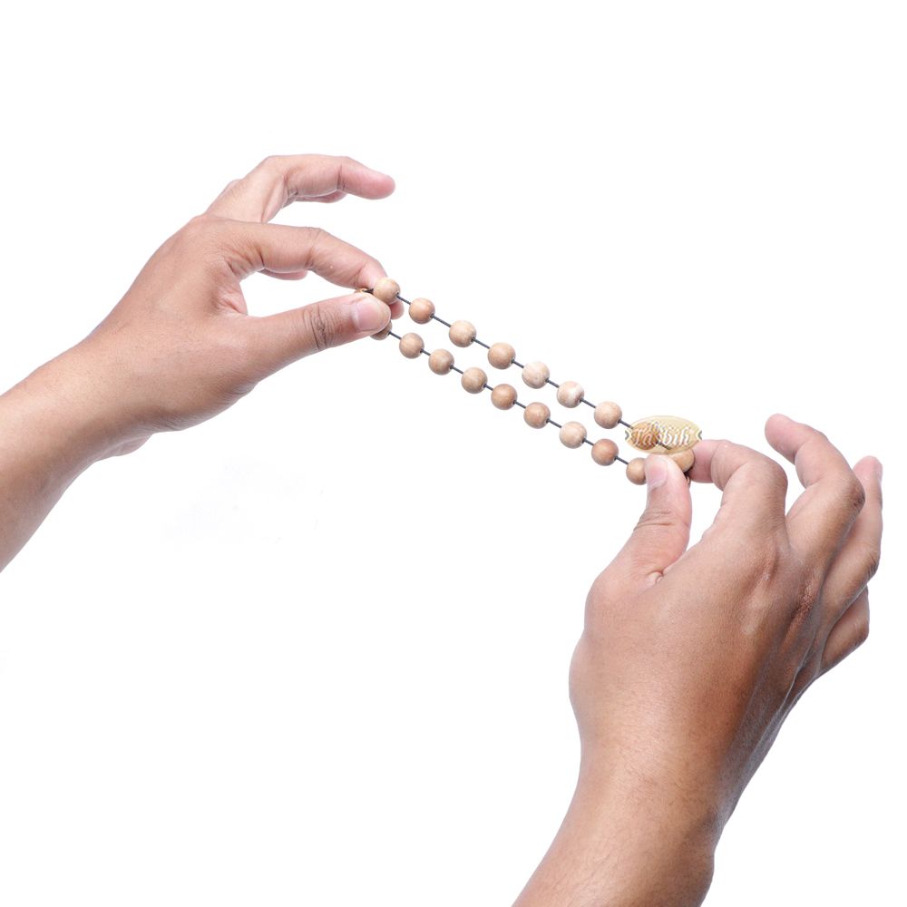 Sandalwood Prayer Beads 11 mm Bracelet 21-Beads Red Elastic String