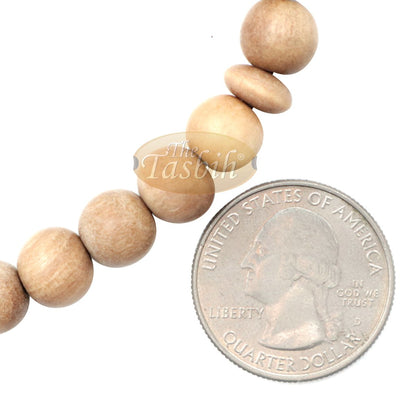 Small 8 mm 33-Bead Sandalwood Tasbih with Black Copper-Decorated Tassels