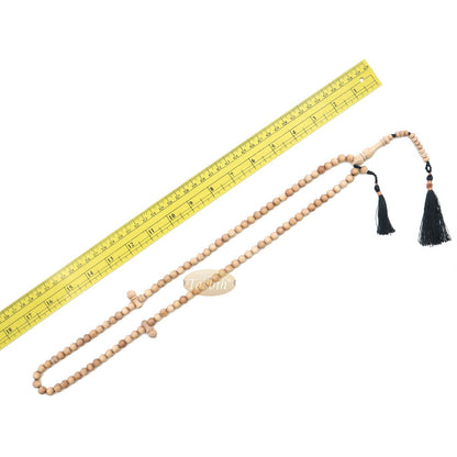 Sandalwood Dhikr Prayer Beads 8 mm-Bead Sandalwood Tasbih Prayer Beads Misbaha Subha with Black Tassels