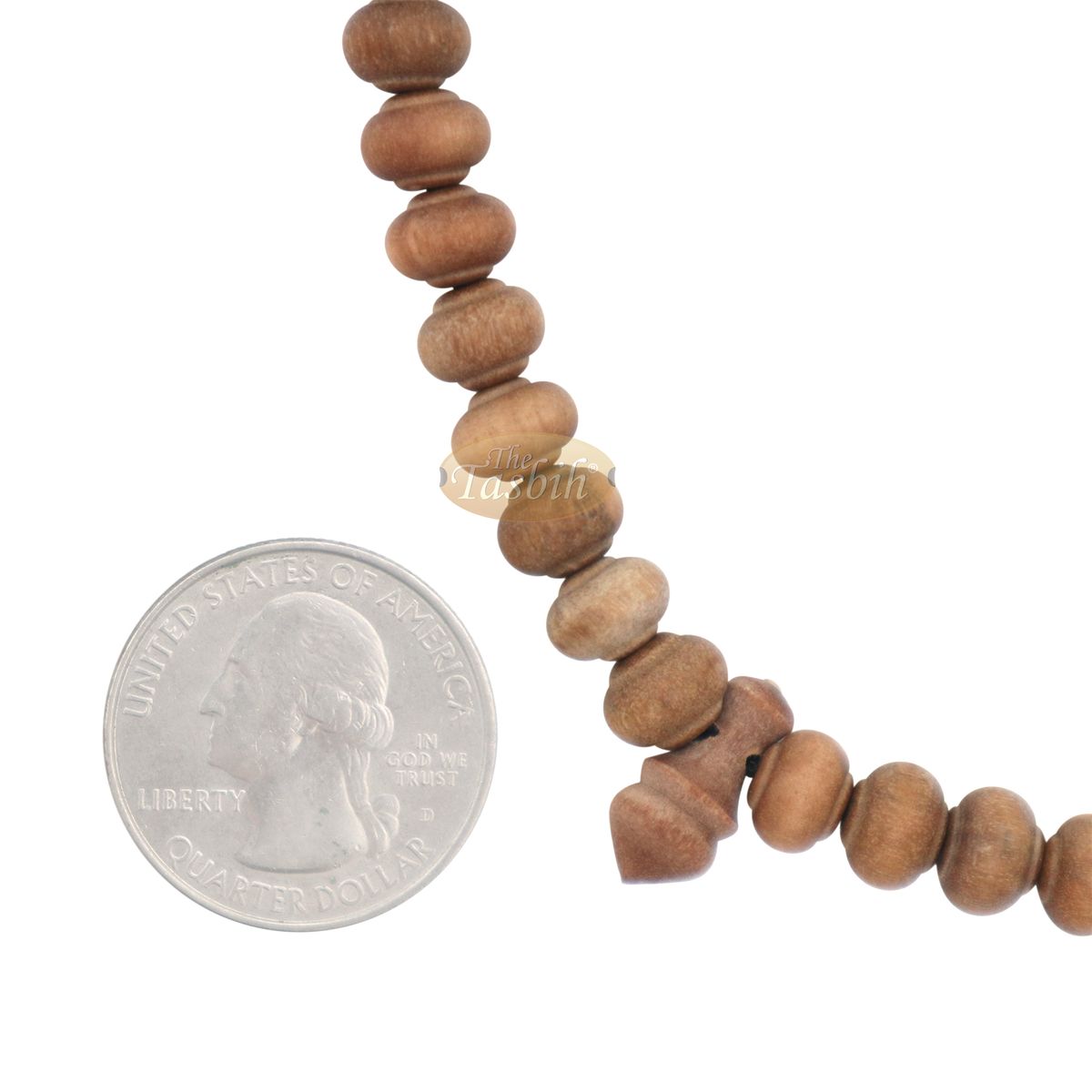 Sandalwood Prayer Beads – 7 mm- Contoured Beads Sandalwood Tasbih Prayer Beads with Copper Black Tassels