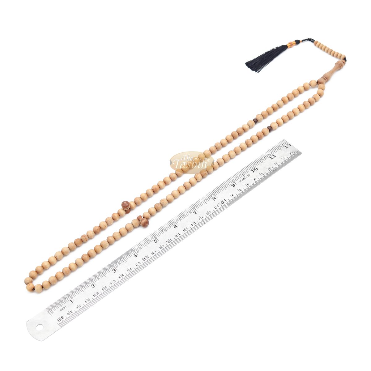 Sandalwood Jerrahi Prayer Beads Scented Tasbih Misbaha 8 mm 11-Bead Marker Black Tassel
